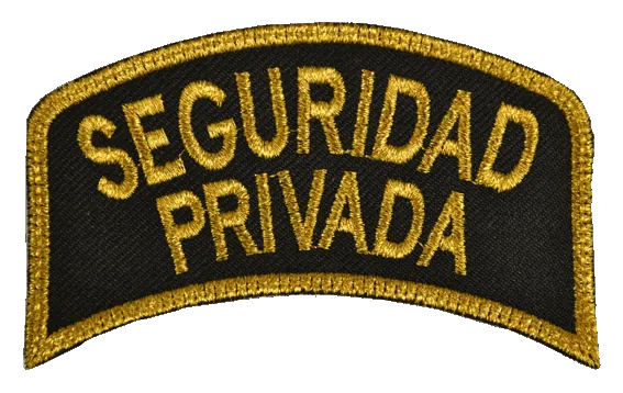 PARCHE SEGURIDAD PRIVADA PARA MANGA FONDO NEGRO LETRA DORADA