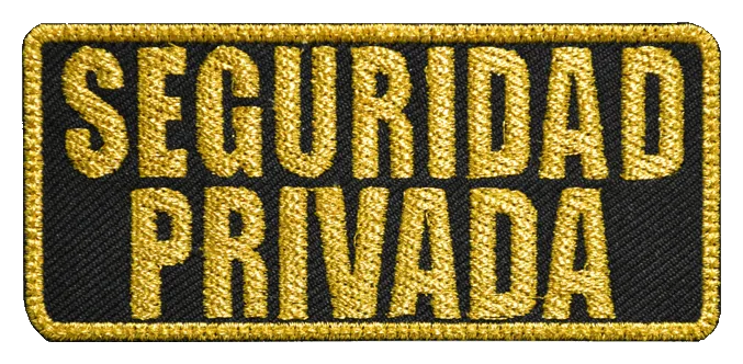 PARCHE SEGURIDAD PRIVADA PARA PECHO FONDO NEGRO LETRA DORADA