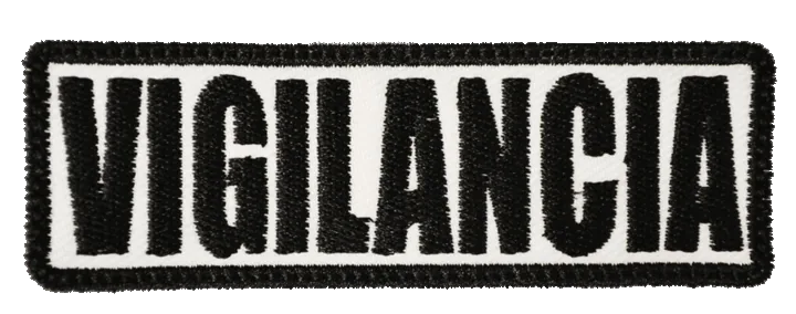 PARCHE VIGILANCIA PARA PECHO FONDO BLANCO LETRA NEGRA