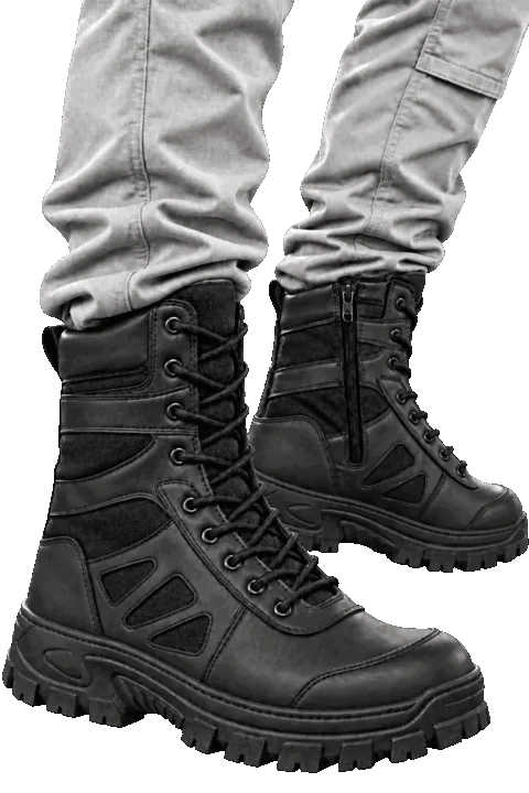 Par de botas tácticas negras de agujetas