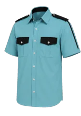 CAMISA AZUL CIELO COMBINADA CON AZUL MARINO MANGA CORTA