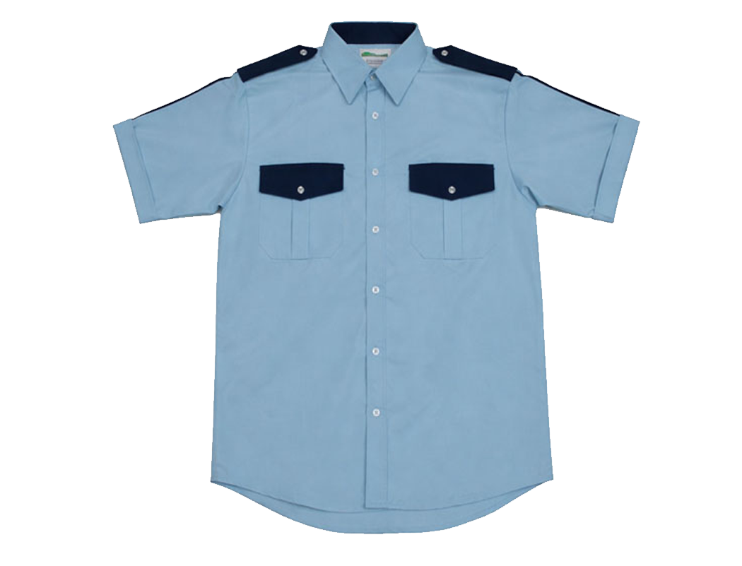 CAMISA AZUL CIELO COMBINADA CON AZUL MARINO MANGA CORTA