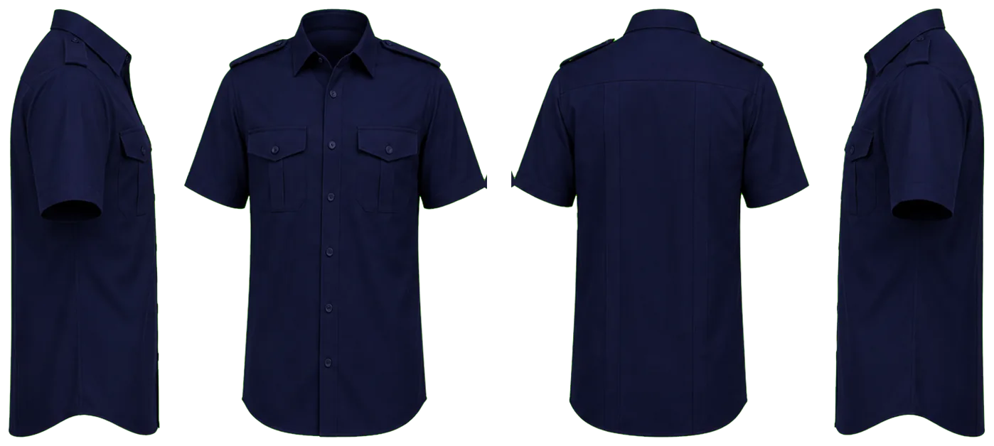 CAMISA AZUL MARINO LISA MANGA CORTA