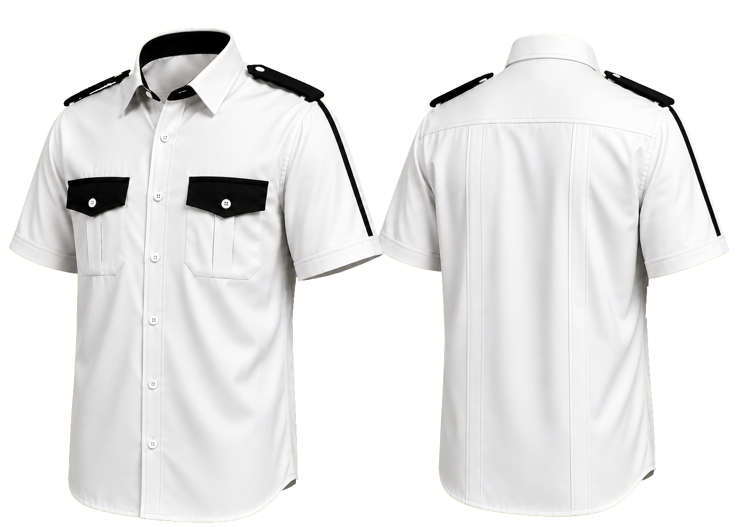 CAMISA BLANCA COMBINADA CON NEGRO MANGA CORTA
