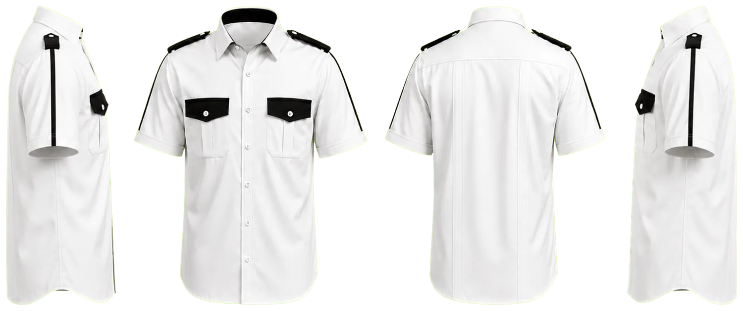 CAMISA BLANCA COMBINADA CON NEGRO MANGA CORTA