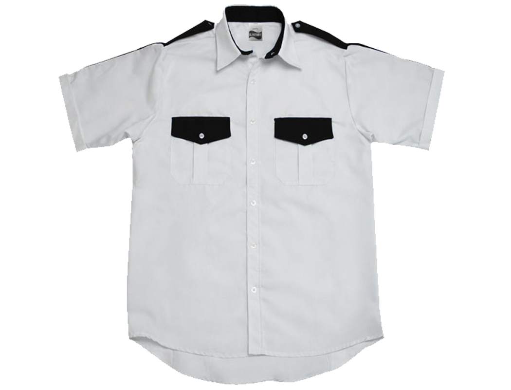 CAMISA BLANCA COMBINADA CON NEGRO MANGA CORTA
