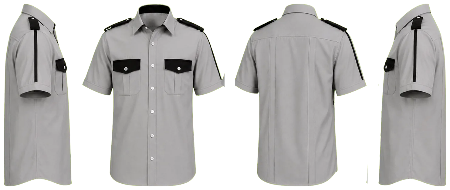 CAMISA GRIS PERLA COMBINADA CON NEGRO MANGA CORTA