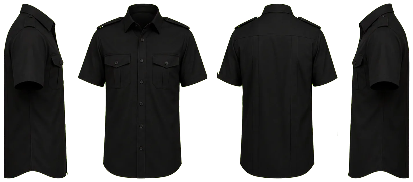 CAMISA NEGRA LISA MANGA CORTA