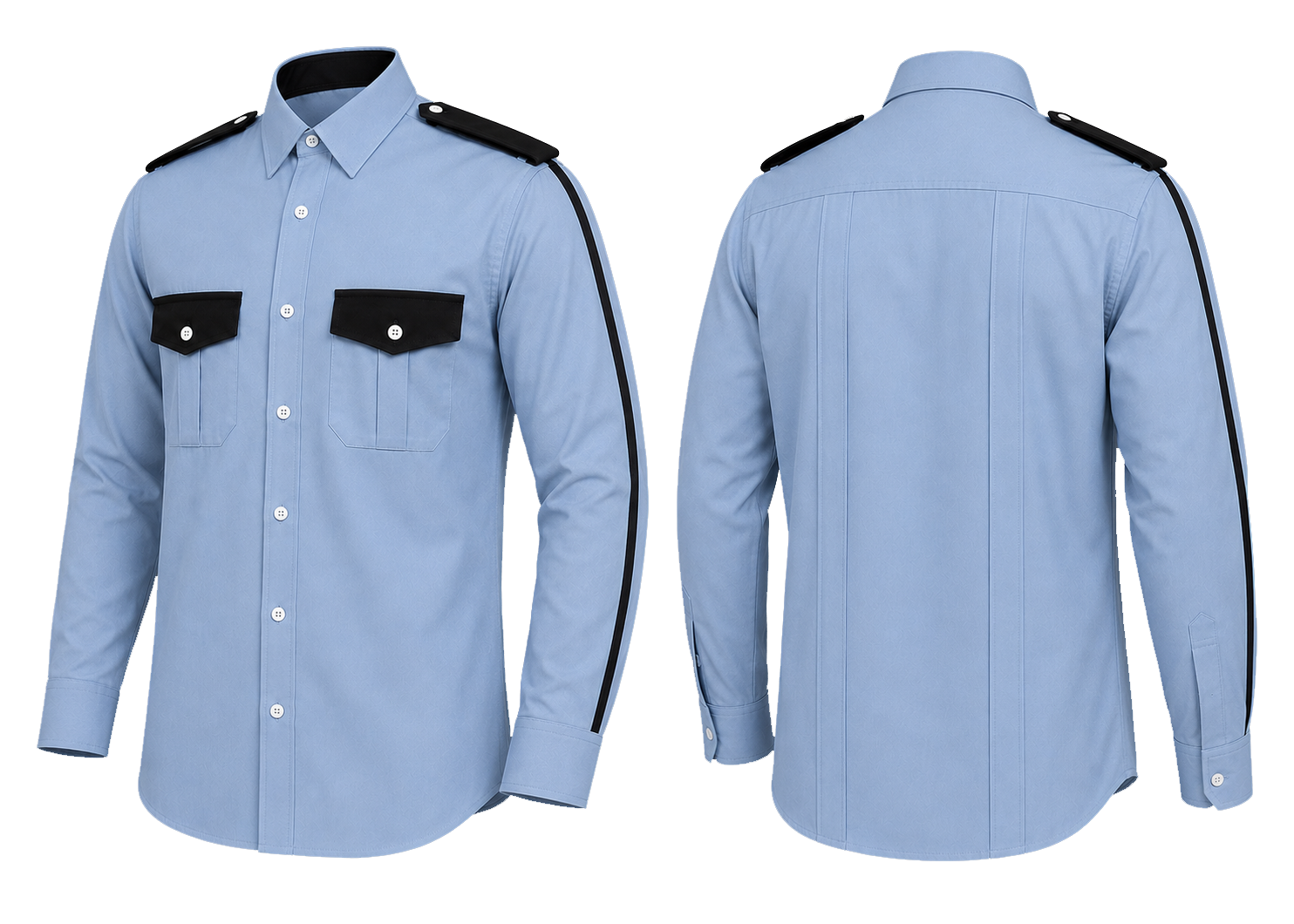 CAMISA AZUL CIELO COMBINADA CON AZUL MARINO MANGA LARGA