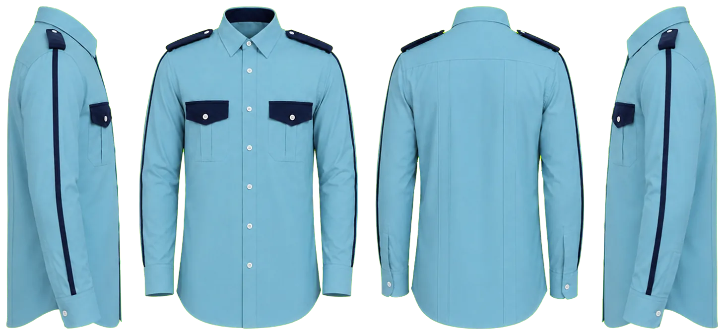 CAMISA AZUL CIELO COMBINADA CON AZUL MARINO MANGA LARGA