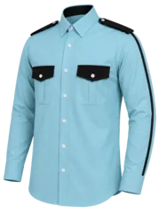 CAMISA AZUL CIELO COMBINADA CON AZUL MARINO MANGA LARGA
