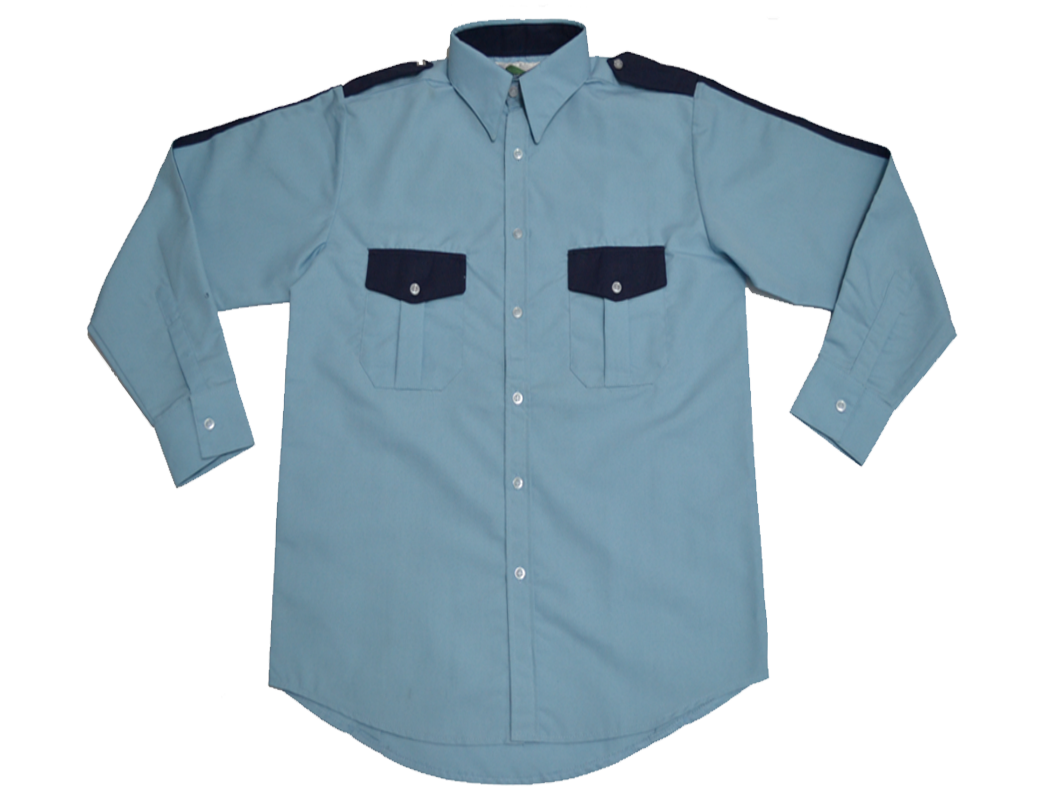 CAMISA AZUL CIELO COMBINADA CON AZUL MARINO MANGA LARGA