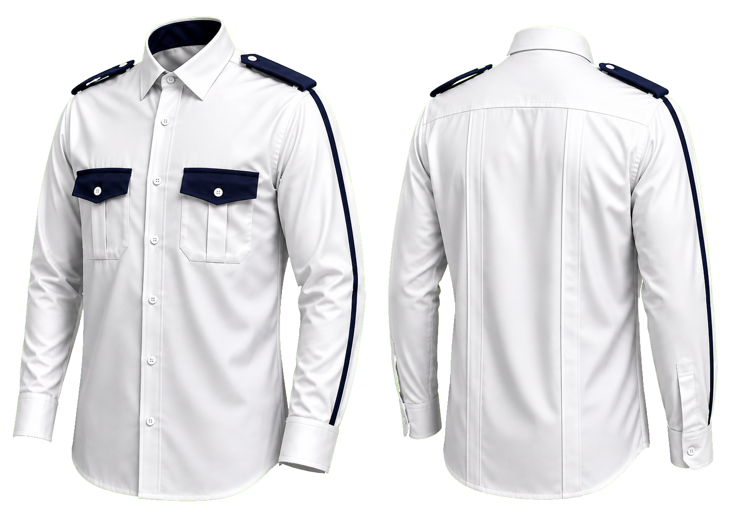 CAMISA BLANCA COMBINADA CON AZUL MARINO MANGA LARGA