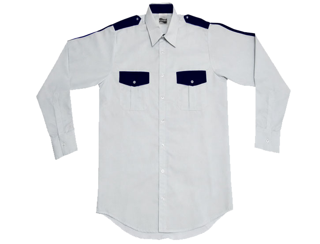 CAMISA BLANCA COMBINADA CON AZUL MARINO MANGA LARGA
