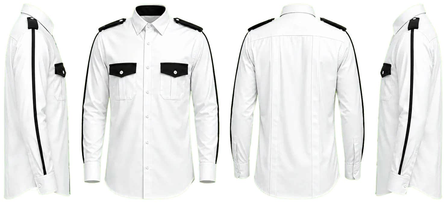CAMISA BLANCA COMBINADA CON NEGRO MANGA LARGA