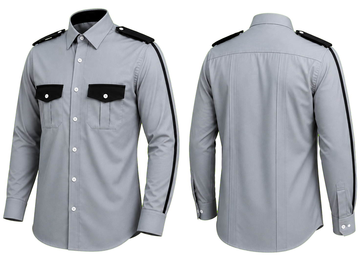 CAMISA GRIS PERLA COMBINADA CON NEGRO MANGA LARGA