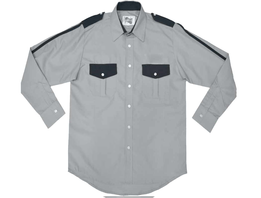 CAMISA GRIS PERLA COMBINADA CON NEGRO MANGA LARGA