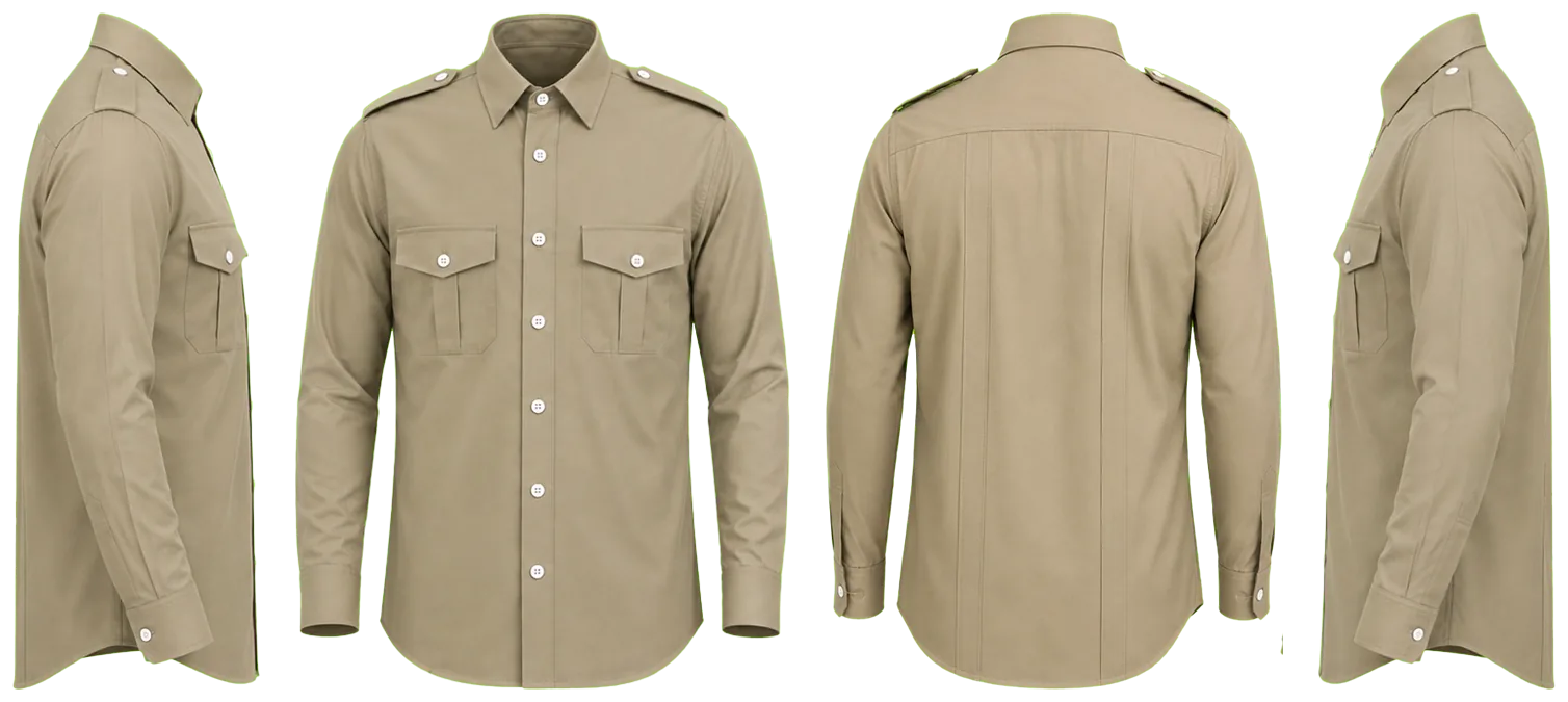 CAMISA KAKI LISA MANGA LARGA