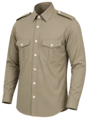 CAMISA KAKI LISA MANGA LARGA