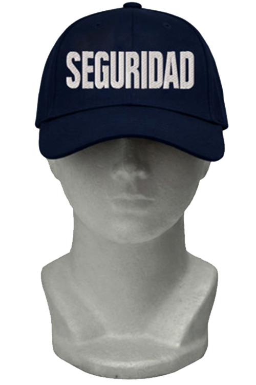 GORRA AZUL MARINO CON BORDADO SEGURIDAD EN BLANCO