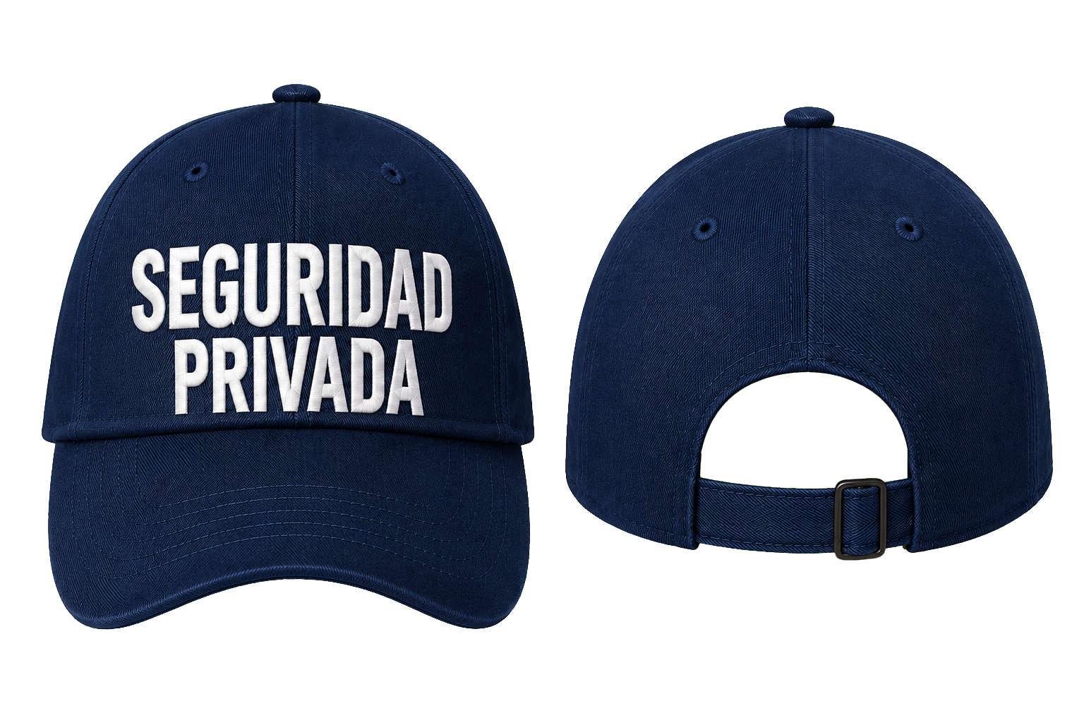 GORRA AZUL MARINO CON BORDADO SEGURIDAD PRIVADA EN BLANCO