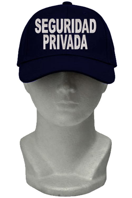 GORRA AZUL MARINO CON BORDADO SEGURIDAD PRIVADA EN BLANCO