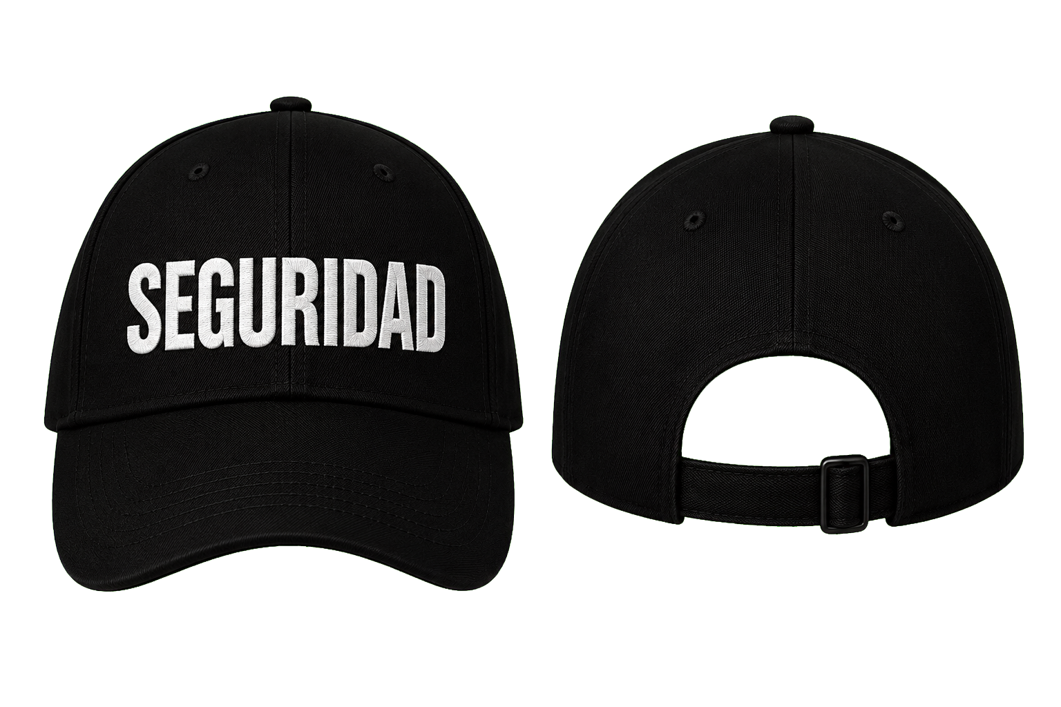 GORRA NEGRA CON BORDADO SEGURIDAD EN BLANCO