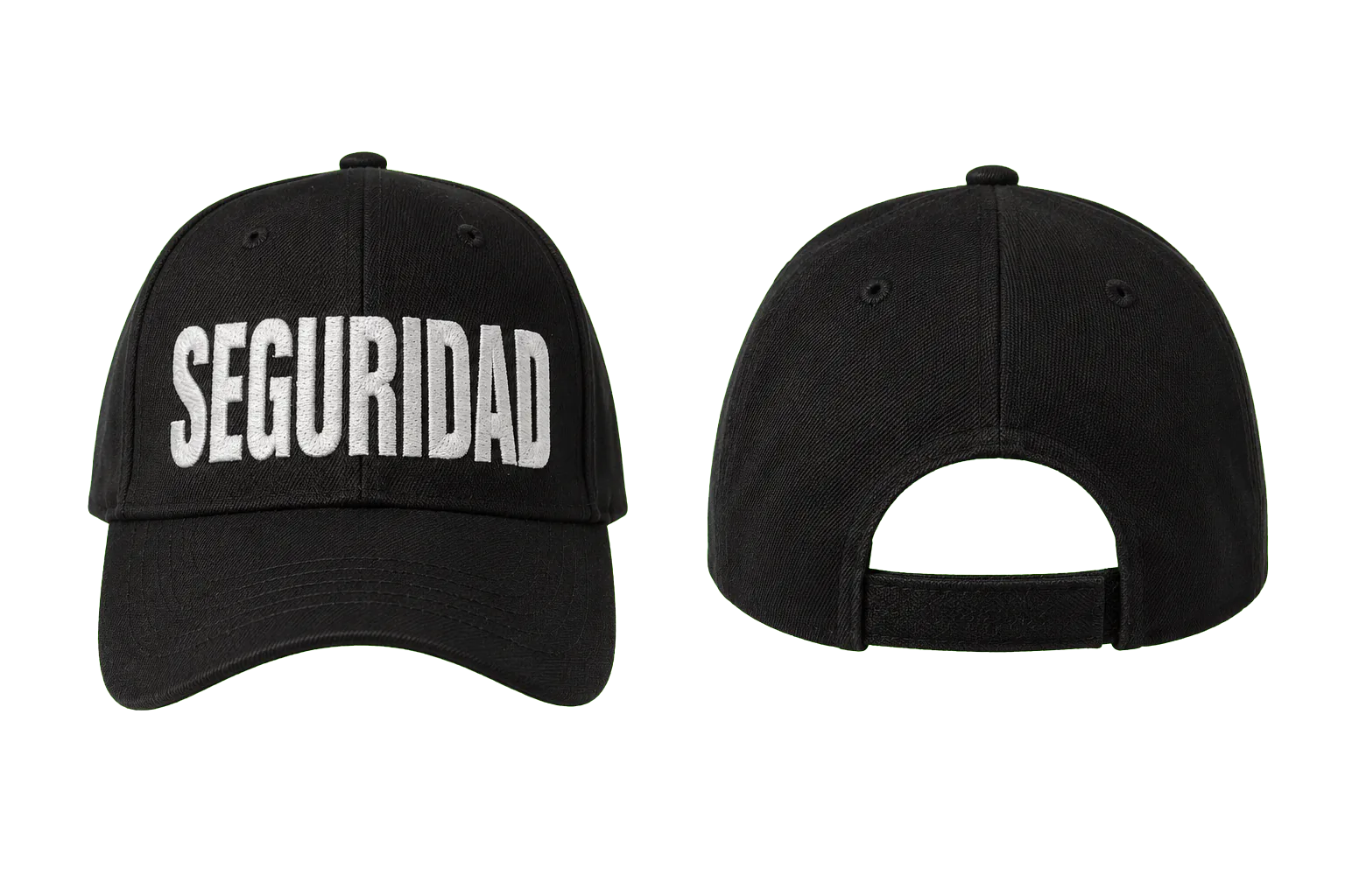 GORRA NEGRA CON BORDADO SEGURIDAD EN BLANCO