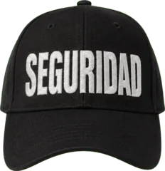 GORRA NEGRA CON BORDADO SEGURIDAD EN BLANCO