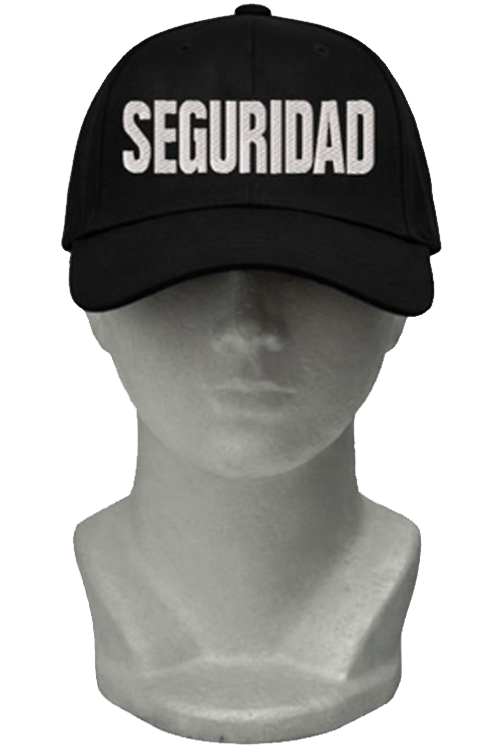 GORRA NEGRA CON BORDADO SEGURIDAD EN BLANCO
