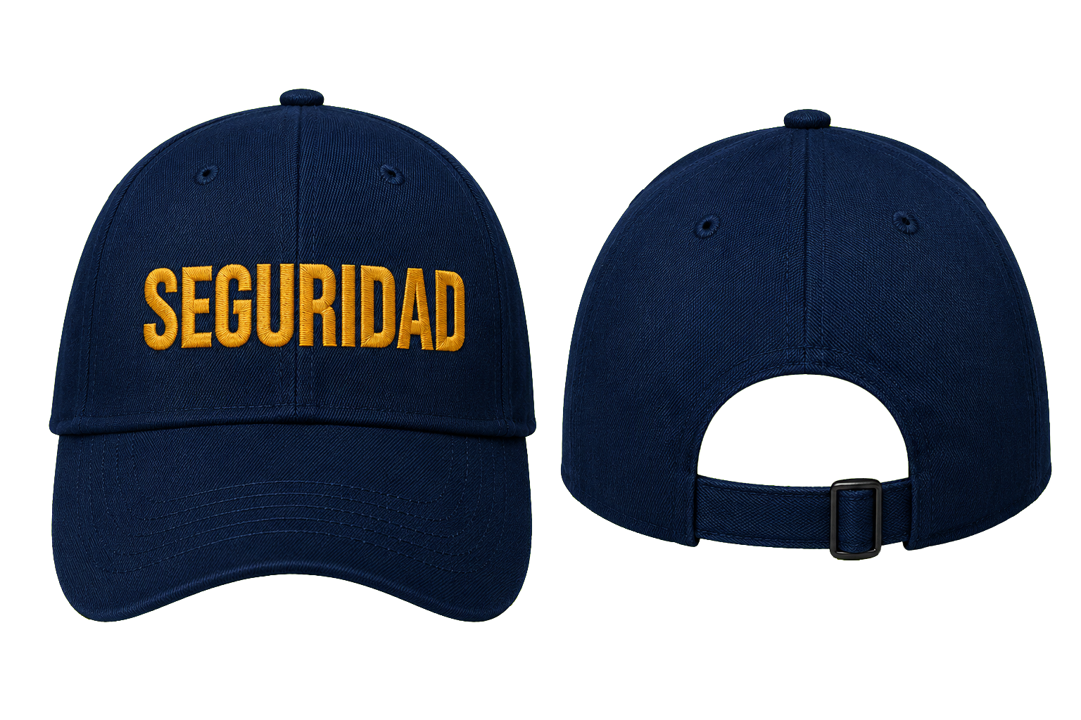 GORRA AZUL MARINO CON BORDADO SEGURIDAD EN DORADO