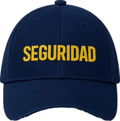 GORRA AZUL MARINO CON BORDADO SEGURIDAD EN DORADO