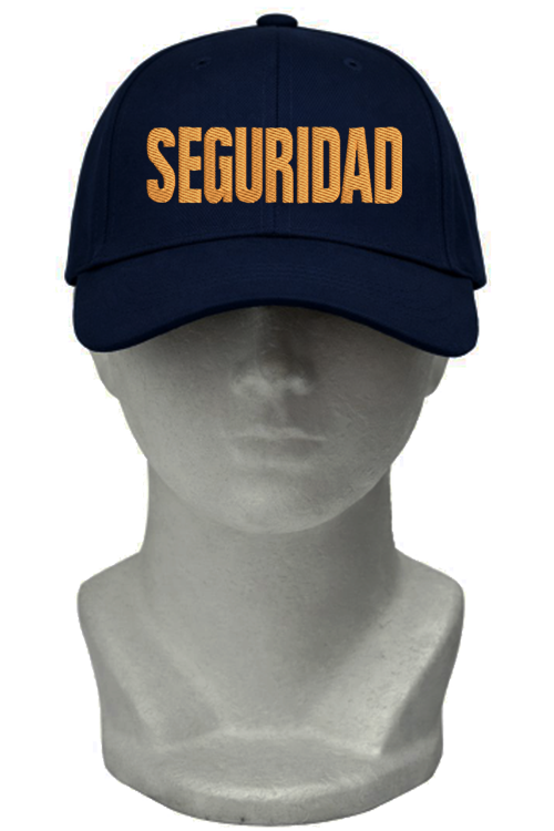 GORRA AZUL MARINO CON BORDADO SEGURIDAD EN DORADO