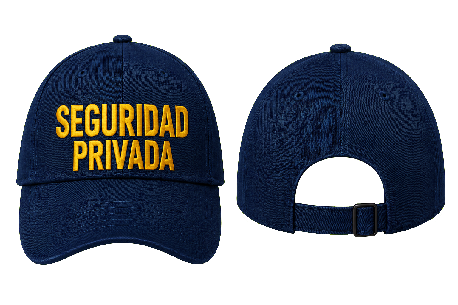 GORRA AZUL MARINO CON BORDADO SEGURIDAD PRIVADA EN DORADO