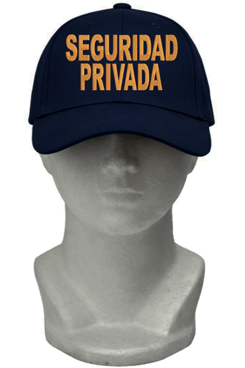 GORRA AZUL MARINO CON BORDADO SEGURIDAD PRIVADA EN DORADO