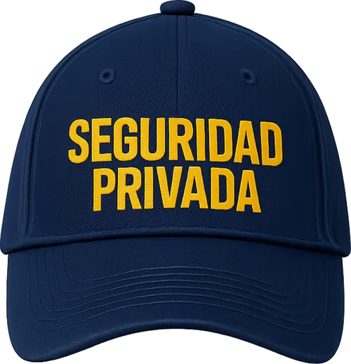 Foto: gorra azul marino con bordado seguridad privada en dorado