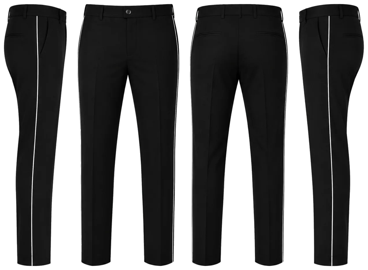 PANTALON DE VESTIR NEGRO PIOLA BLANCA