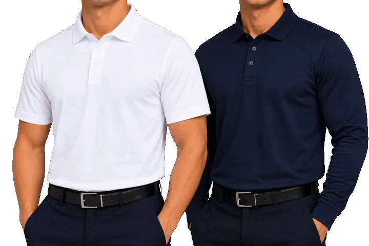 Playeras tipo polo blanca y azul marino