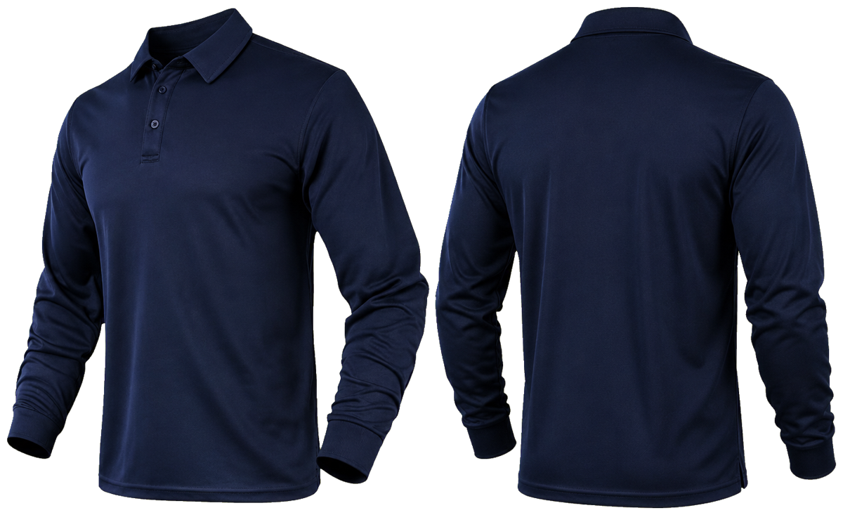 PLAYERA AZUL MARINO MANGA LARGA TIPO POLO DRY FIT