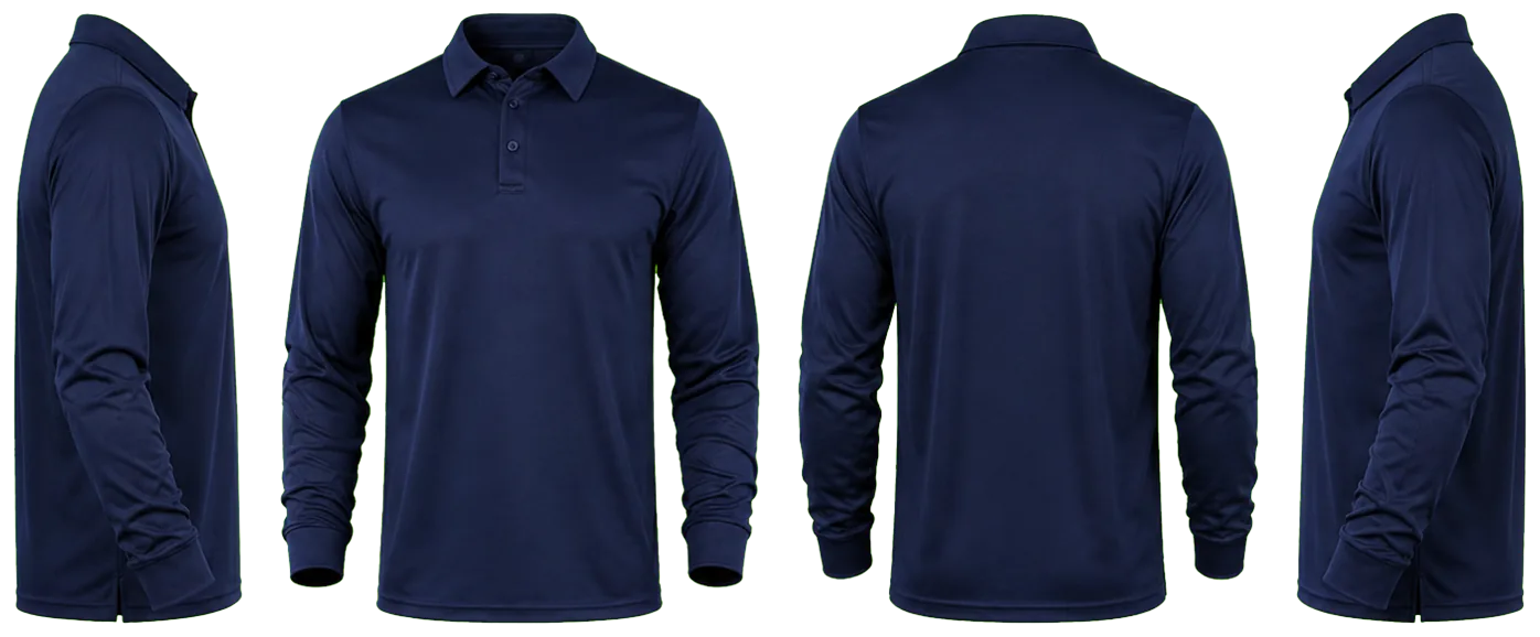 PLAYERA AZUL MARINO MANGA LARGA TIPO POLO DRY FIT