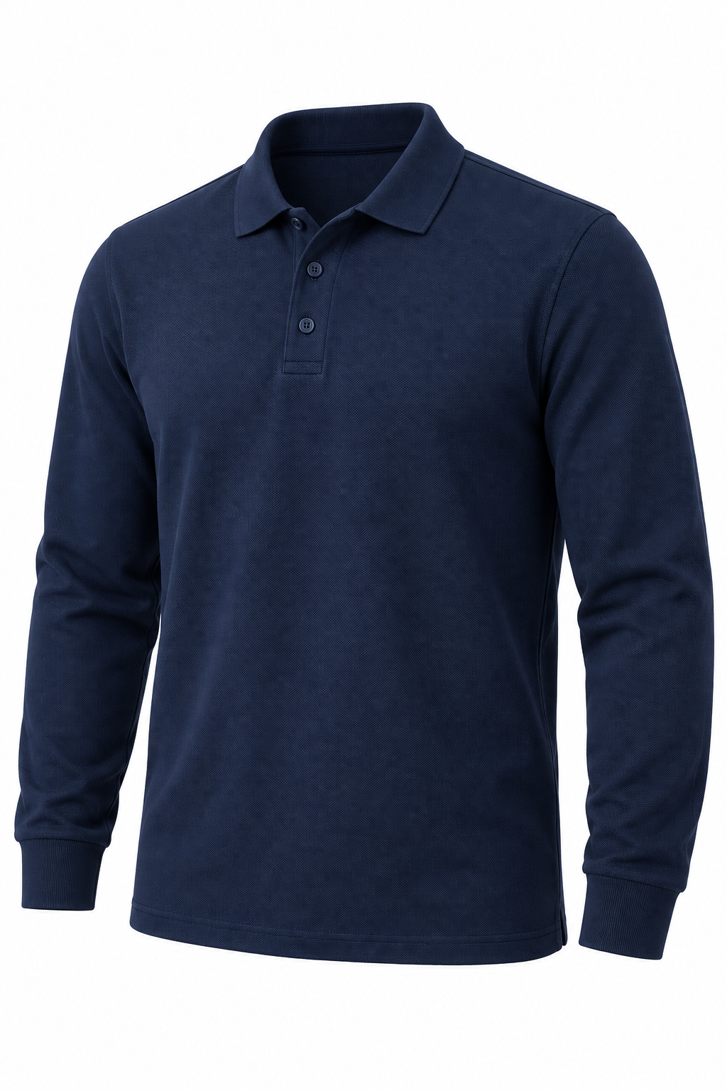 PLAYERA AZUL MARINO MANGA LARGA TIPO POLO PIQUE