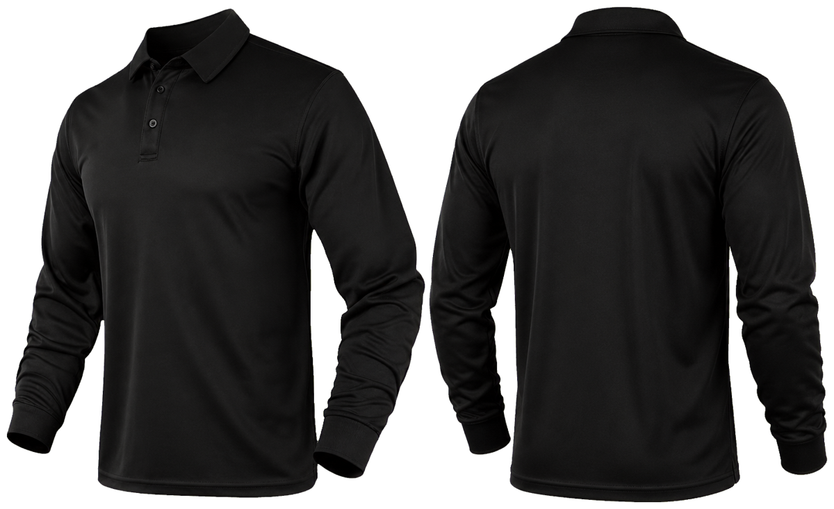 PLAYERA NEGRA MANGA LARGA TIPO POLO DRY FIT