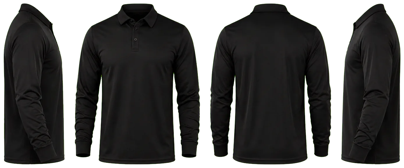 PLAYERA NEGRA MANGA LARGA TIPO POLO DRY FIT