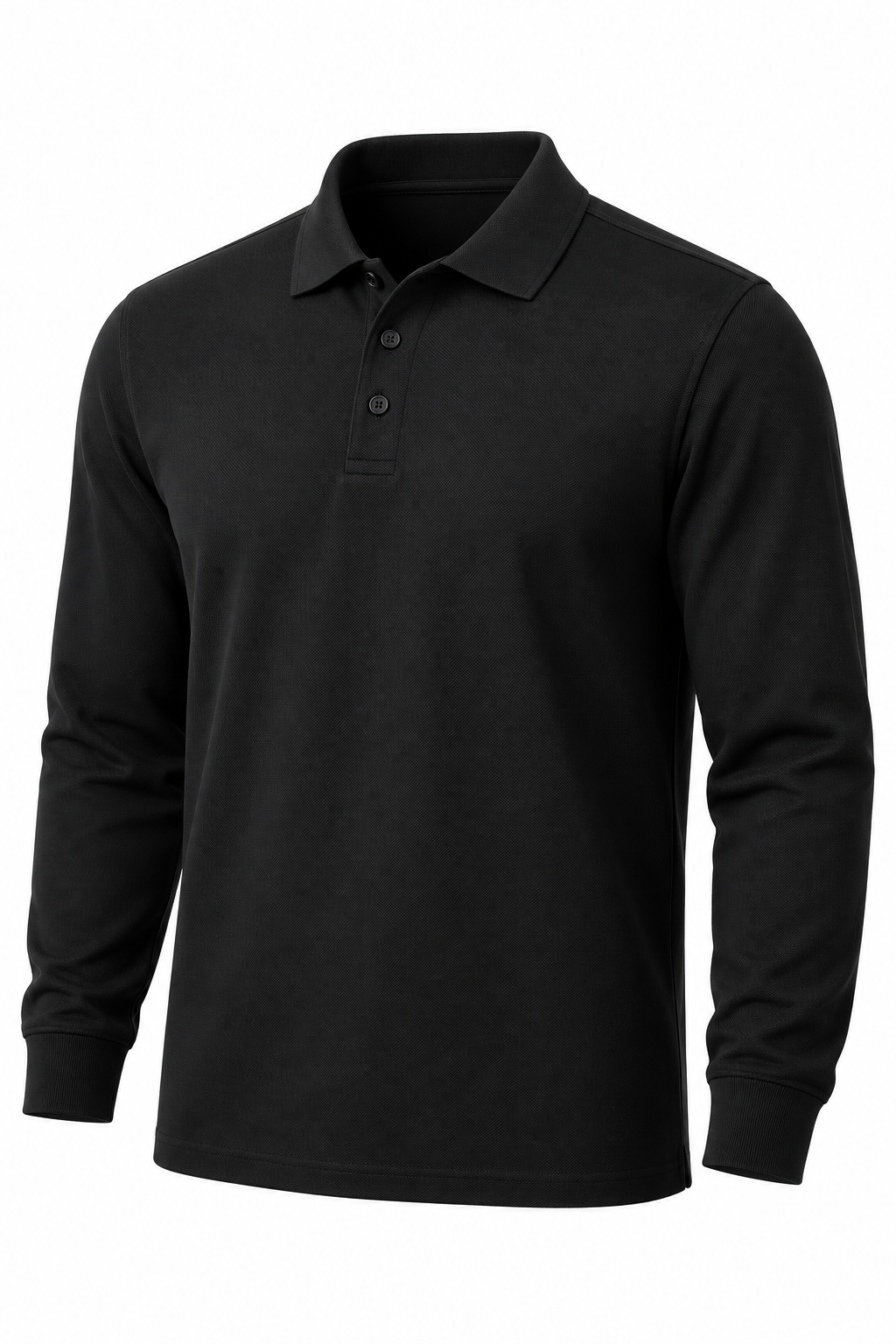PLAYERA NEGRA MANGA LARGA TIPO POLO PIQUE