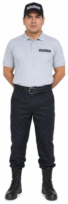 Uniforme Comando negro con playera tipo polo gris jaspe