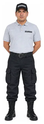 Uniforme Comando negro con playera tipo polo gris jaspe
