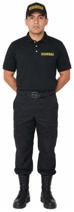 Uniforme Comando negro con playera tipo polo negra