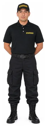 Uniforme Comando negro con playera tipo polo negra