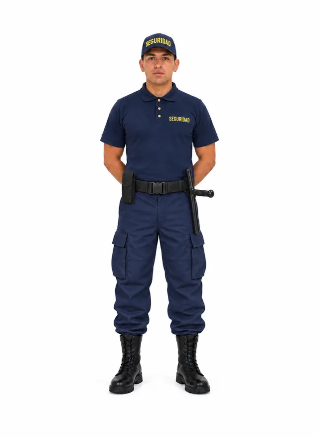 Foto: Uniforme Comando azul marino con playera tipo polo azul marino, con equipo