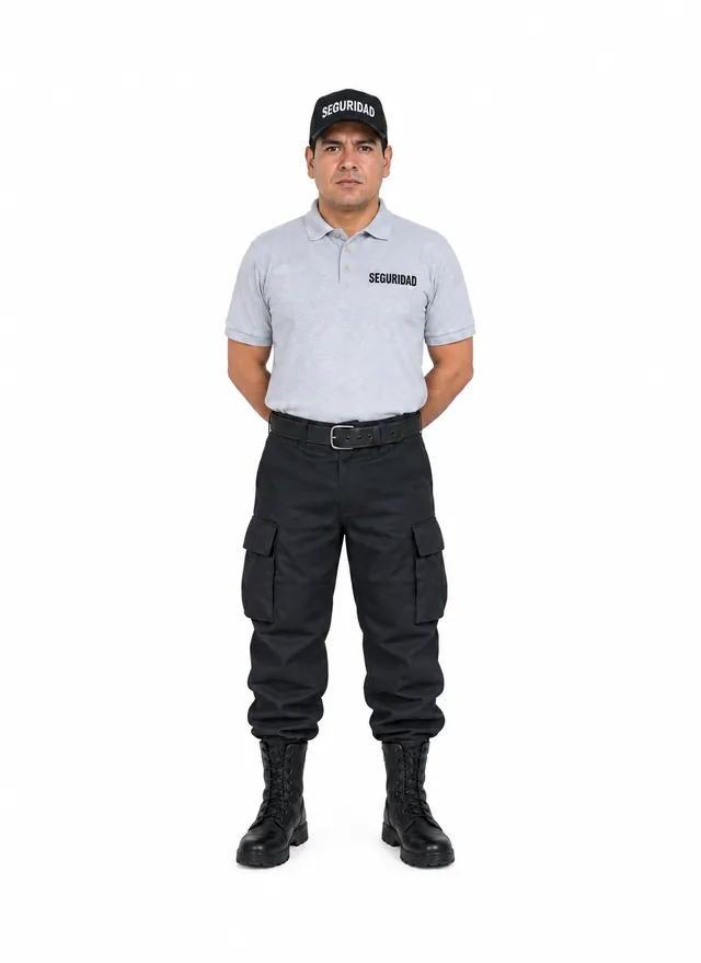 Foto: Uniforme Comando negro con playera tipo polo gris jaspe, sin equipo